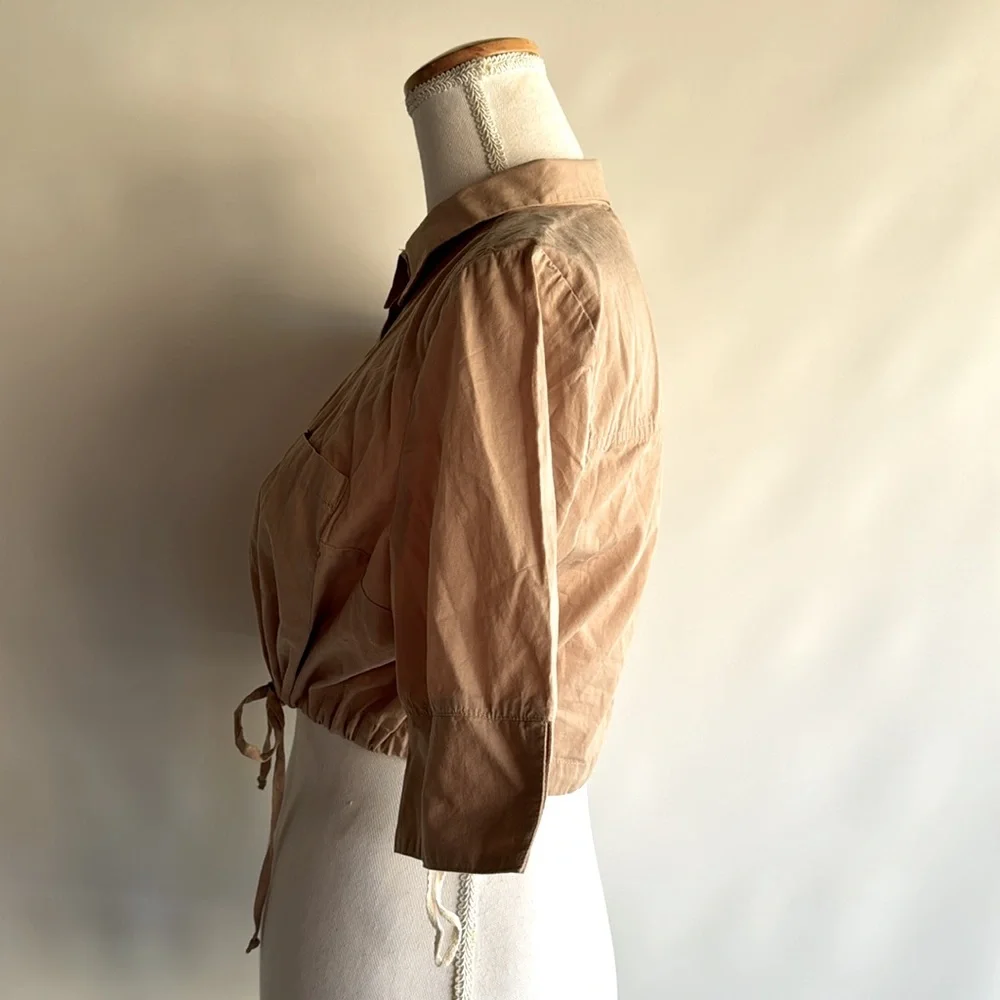 NWT Free People Cropped Short Sleeve Utility Shirt - sz M